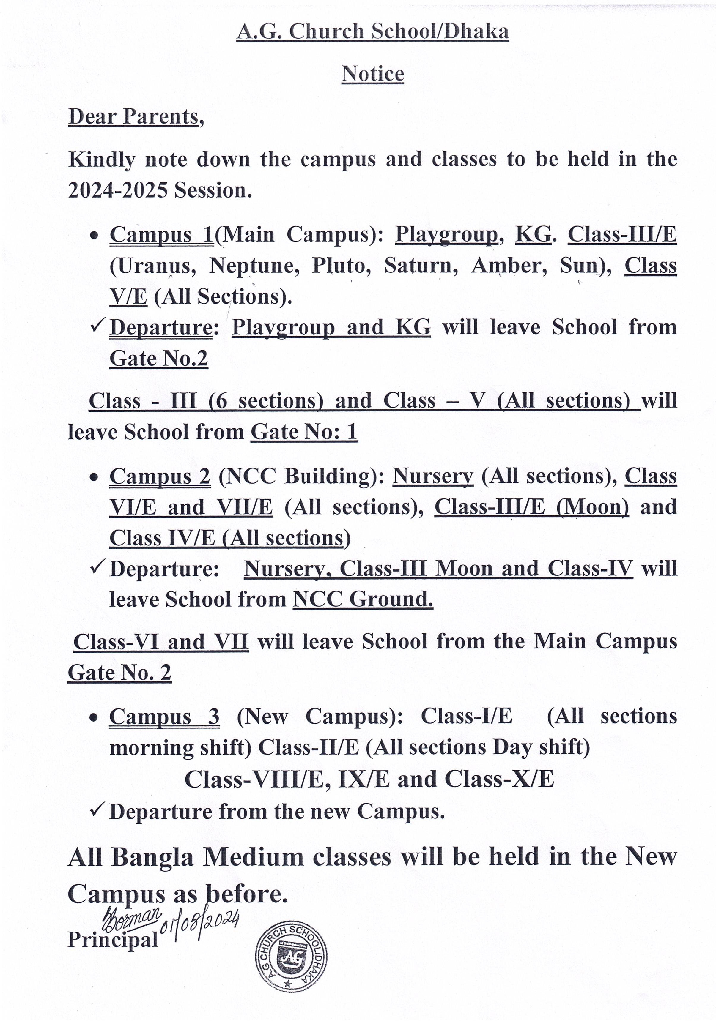 Campus and Class Information